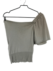 Prada Sage Striped Open Shoulder Blouse Size 40
