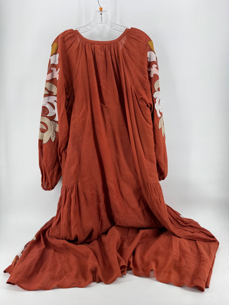 Anthropologie Rust Boho Maxi Dress Size SM