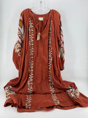 Anthropologie Rust Boho Maxi Dress Size SM