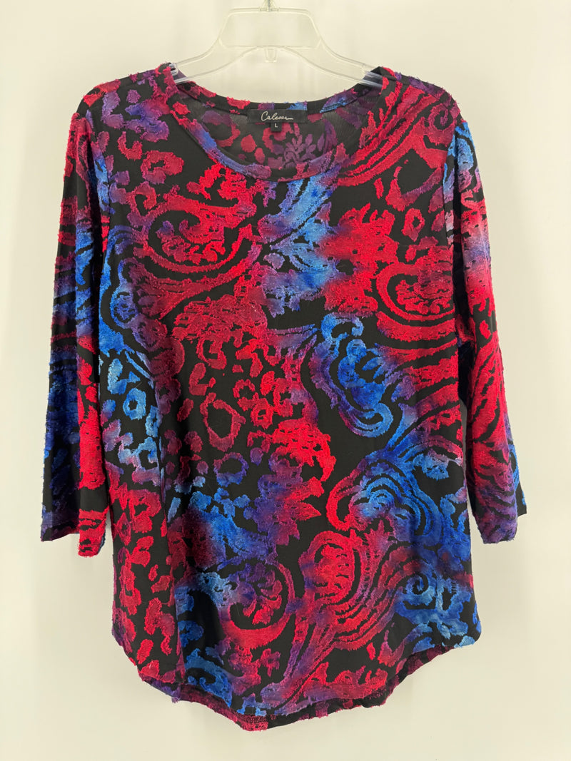 Caleooa Blue/Red Stripe Top Size L