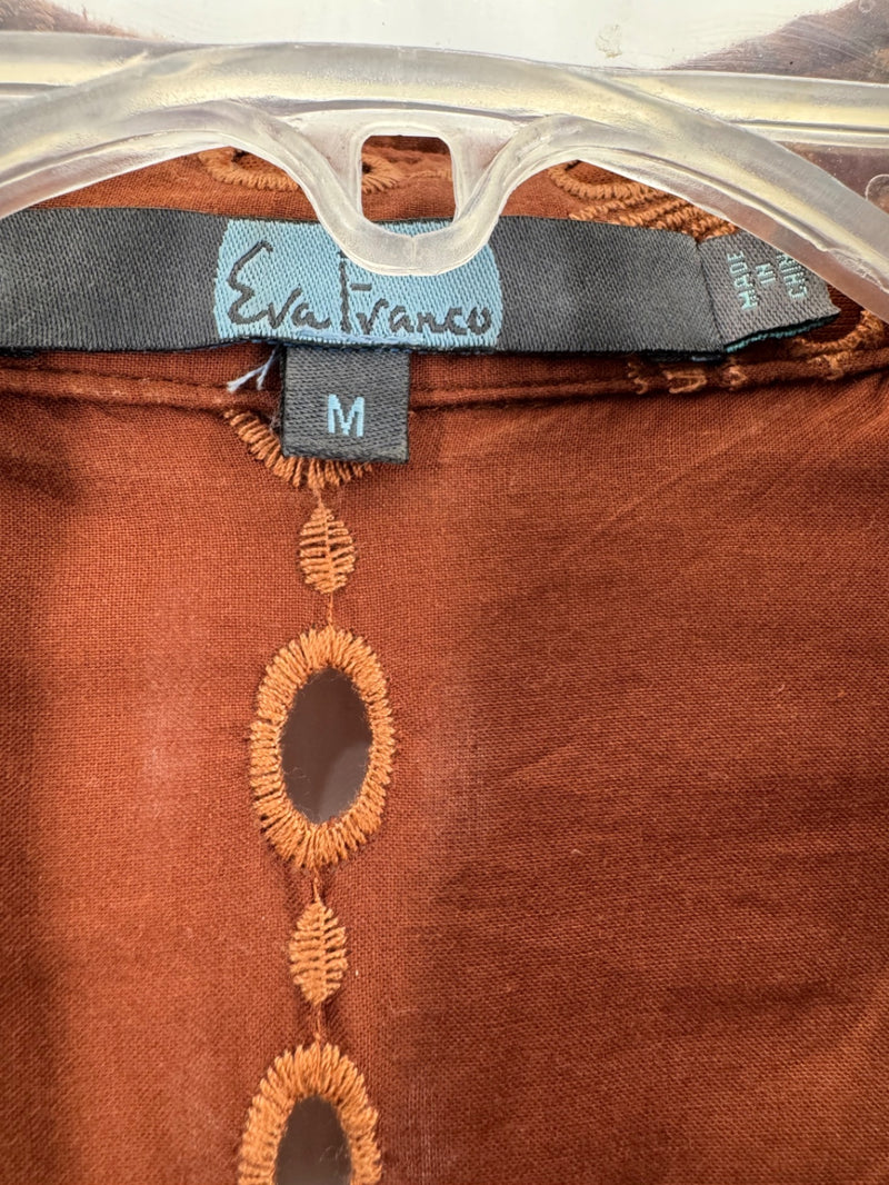 Eva Franco Brown Eyelet Dress Size M