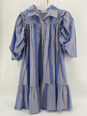 Karlie Blue/Brown Striped Button Up Dress Size M