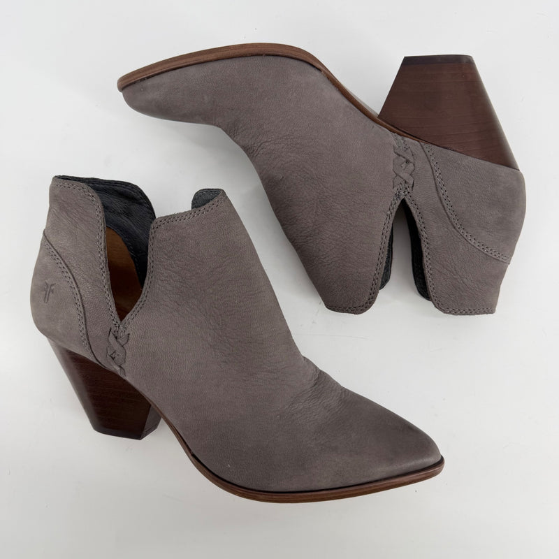 Frye Gray Leather Ankle Boots Size 6.5