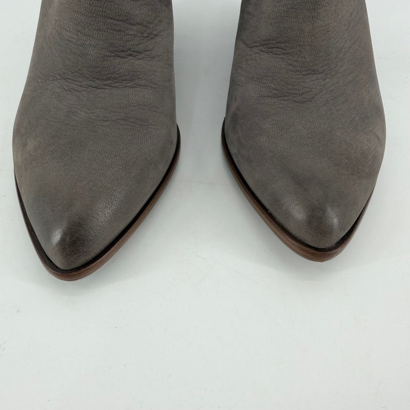 Frye Gray Leather Ankle Boots Size 6.5
