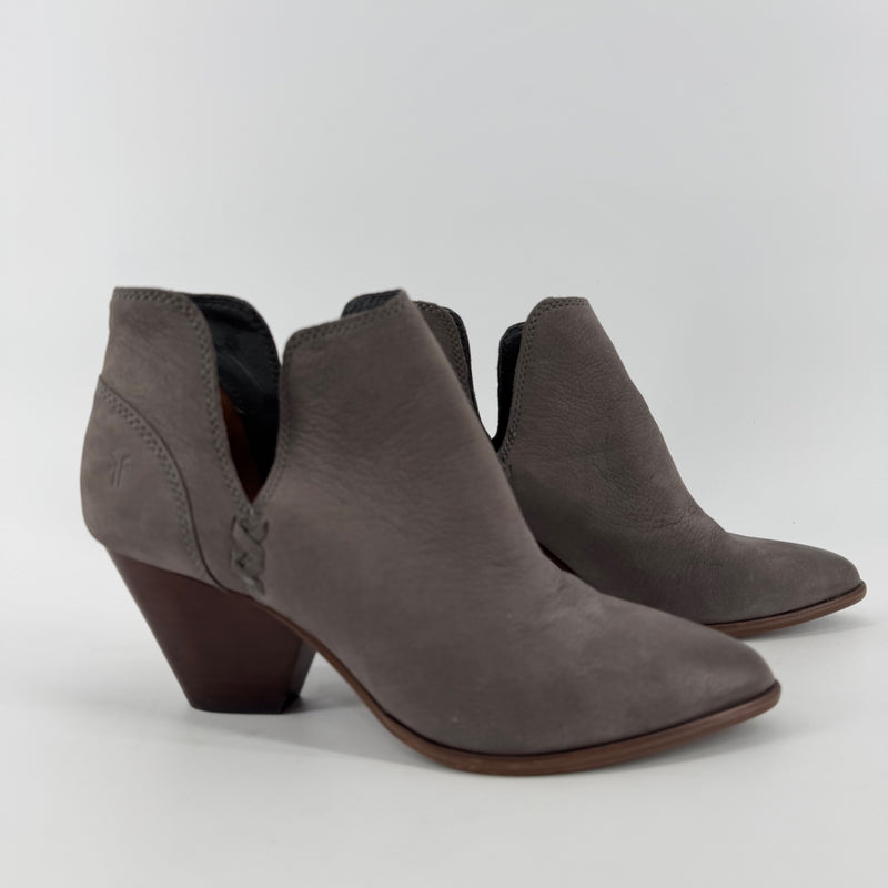 Frye Gray Leather Ankle Boots Size 6.5