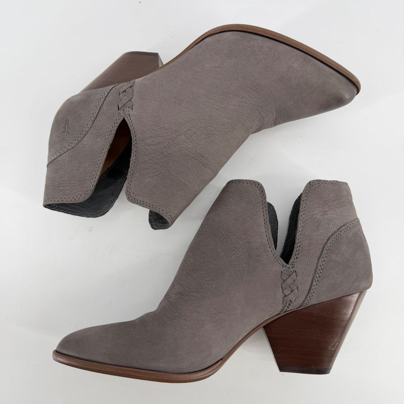 Frye Gray Leather Ankle Boots Size 6.5