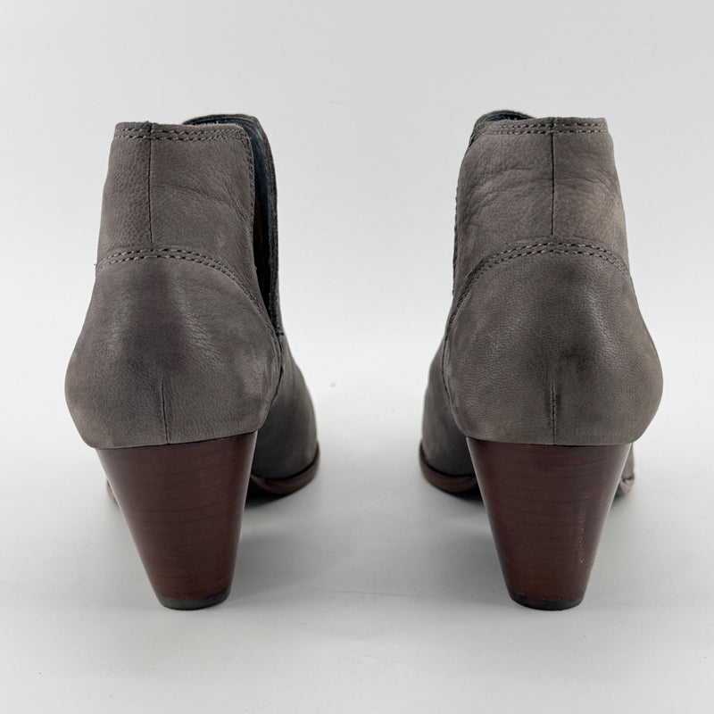 Frye Gray Leather Ankle Boots Size 6.5