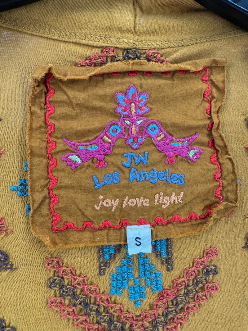 JW Los Angeles Yellow Embroidered Cardigan Size SM