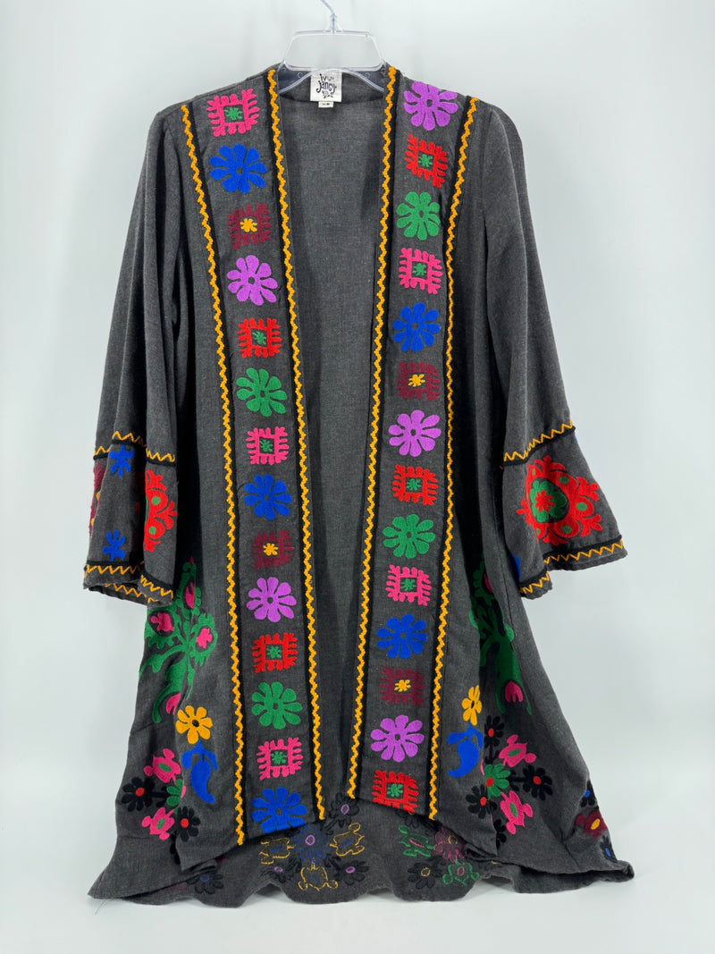 Ivy Jane Gray Embroidered Cardigan Size XS