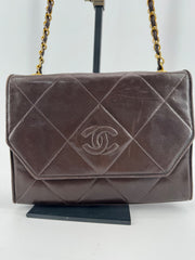 Chanel Brown Quilted Chain Shoulder Bag