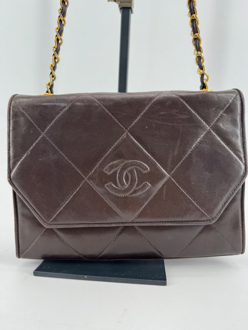 Chanel Brown Quilted Chain Shoulder Bag