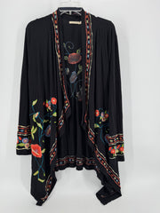 Caite Black Floral Embroidered Cardigan Size M