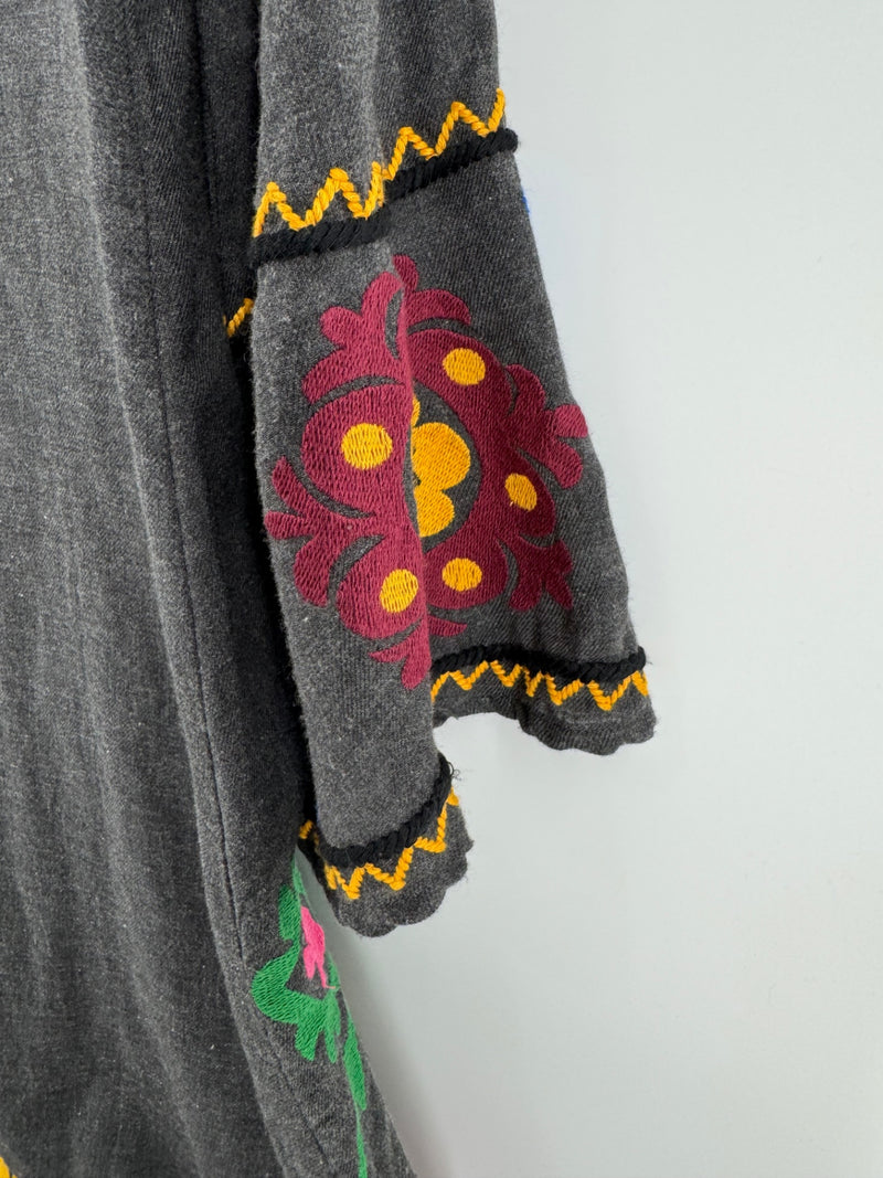 Ivy Jane Gray Embroidered Cardigan Size XS