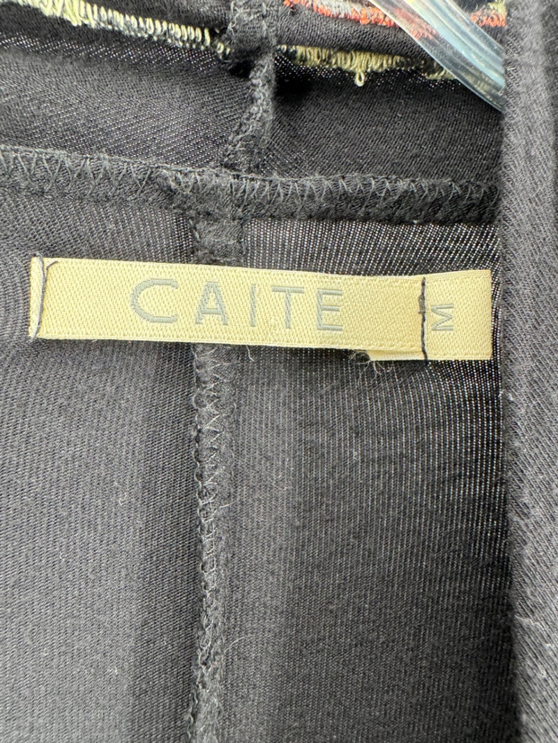Caite Black Floral Embroidered Cardigan Size M