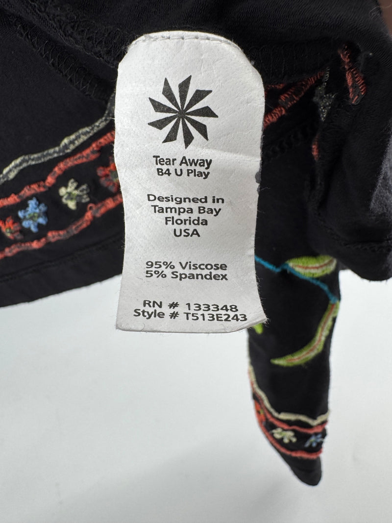 Caite Black Floral Embroidered Cardigan Size M