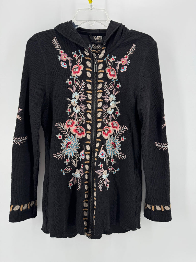 Paparazzi Black Waffle Embroidered Jacket Size M