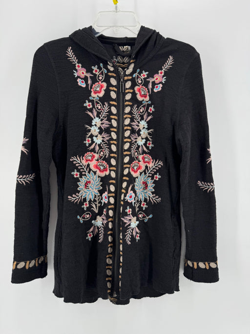 Paparazzi Black Waffle Embroidered Jacket Size M