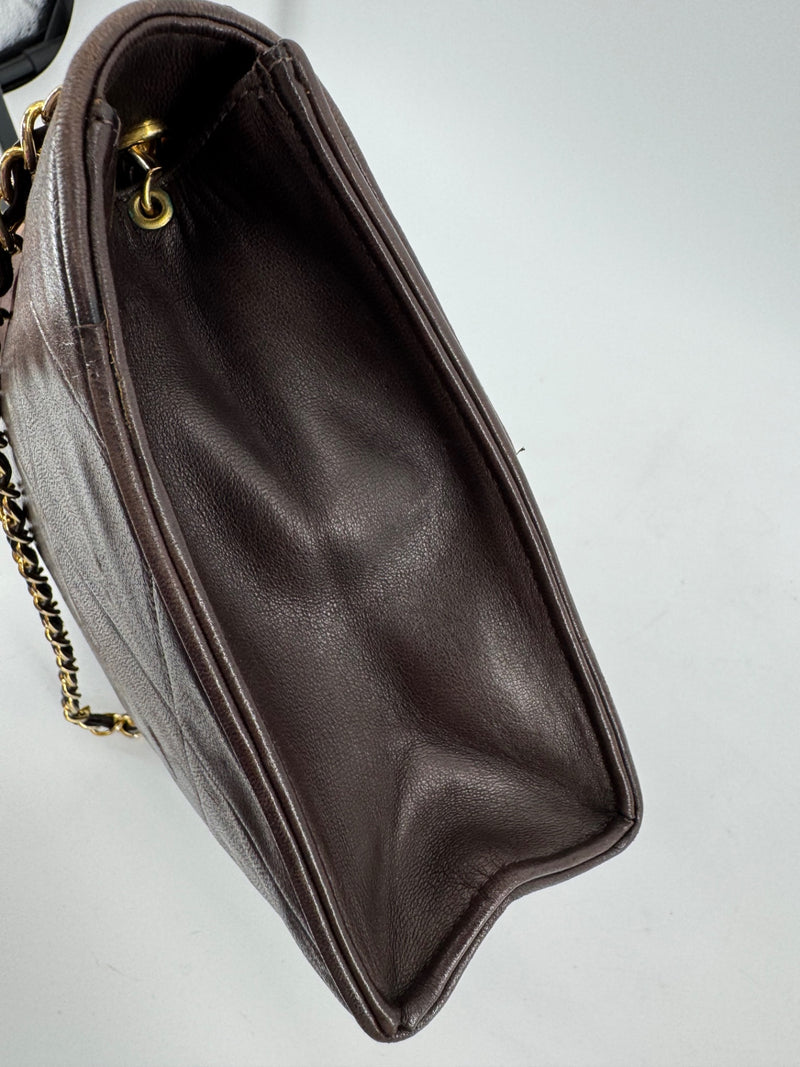 Chanel Brown Quilted Chain Shoulder Bag
