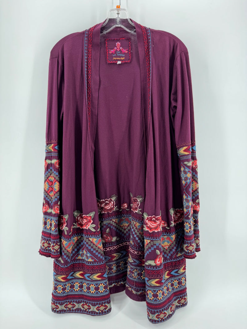 JW Los Angeles Purple Embroidered Cardigan Size SM