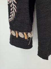 Paparazzi Black Waffle Embroidered Jacket Size M