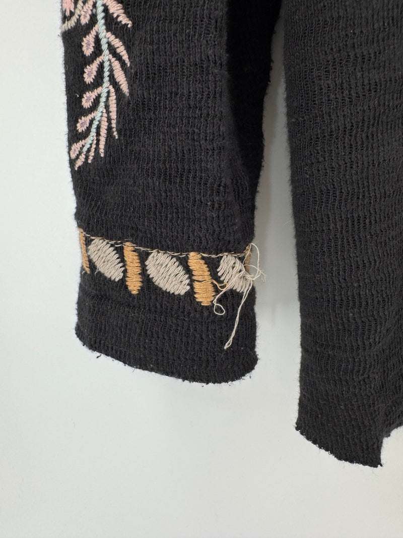 Paparazzi Black Waffle Embroidered Jacket Size M