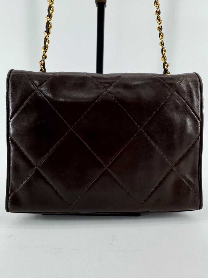 Chanel Brown Quilted Chain Shoulder Bag