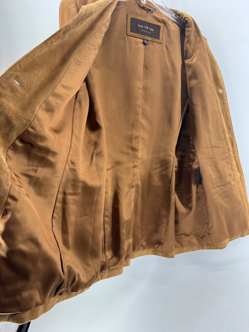 Marc New York Brown Suede Button Up Coat Size LG