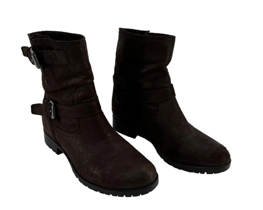 Prada Dark Brown Double Buckle Ankle Boots Size 7.5 / 37.5