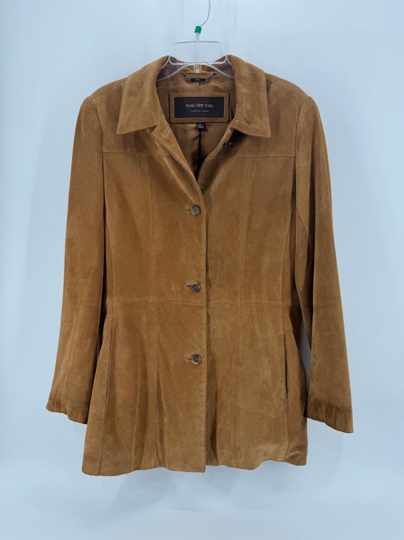 Marc New York Brown Suede Button Up Coat Size LG