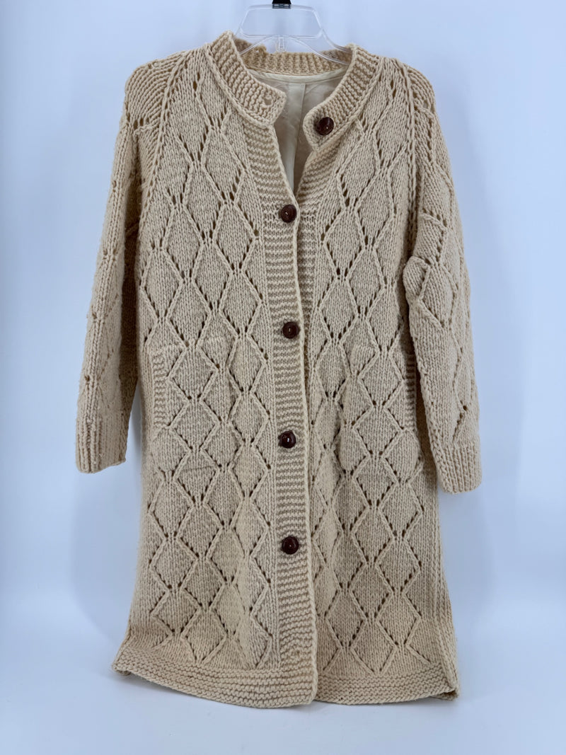 Unbranded Cream Knit Long Cardigan Size LG