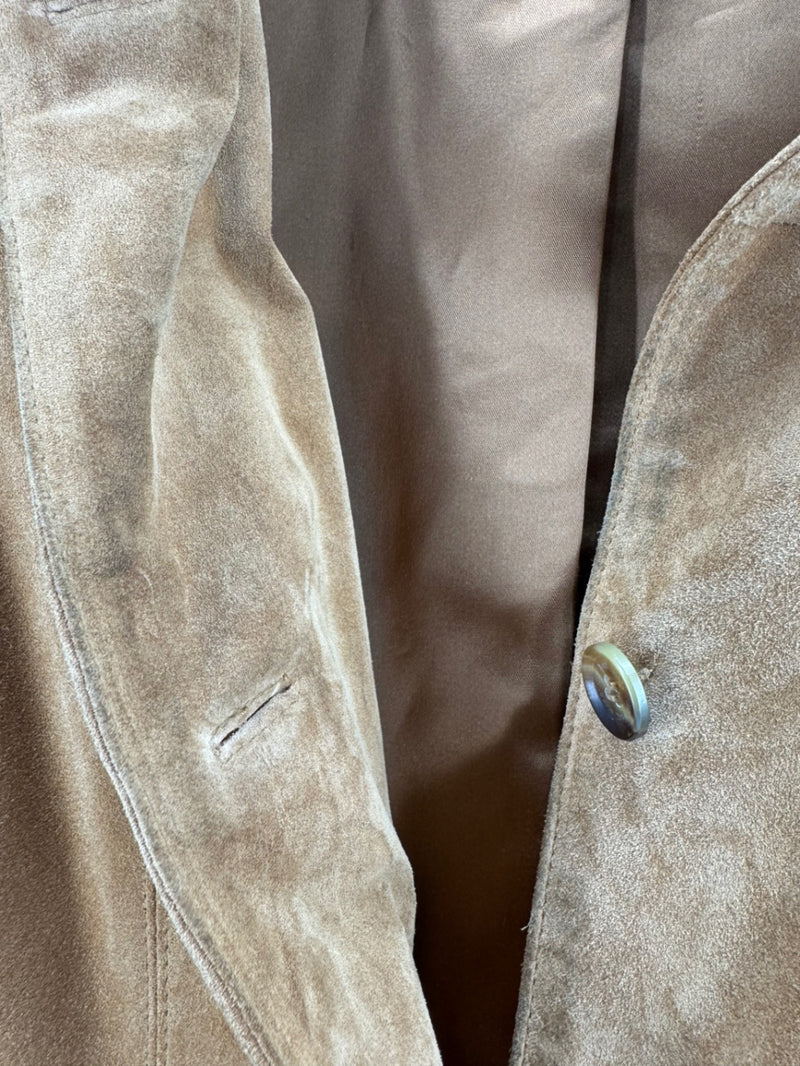 Marc New York Brown Suede Button Up Coat Size LG