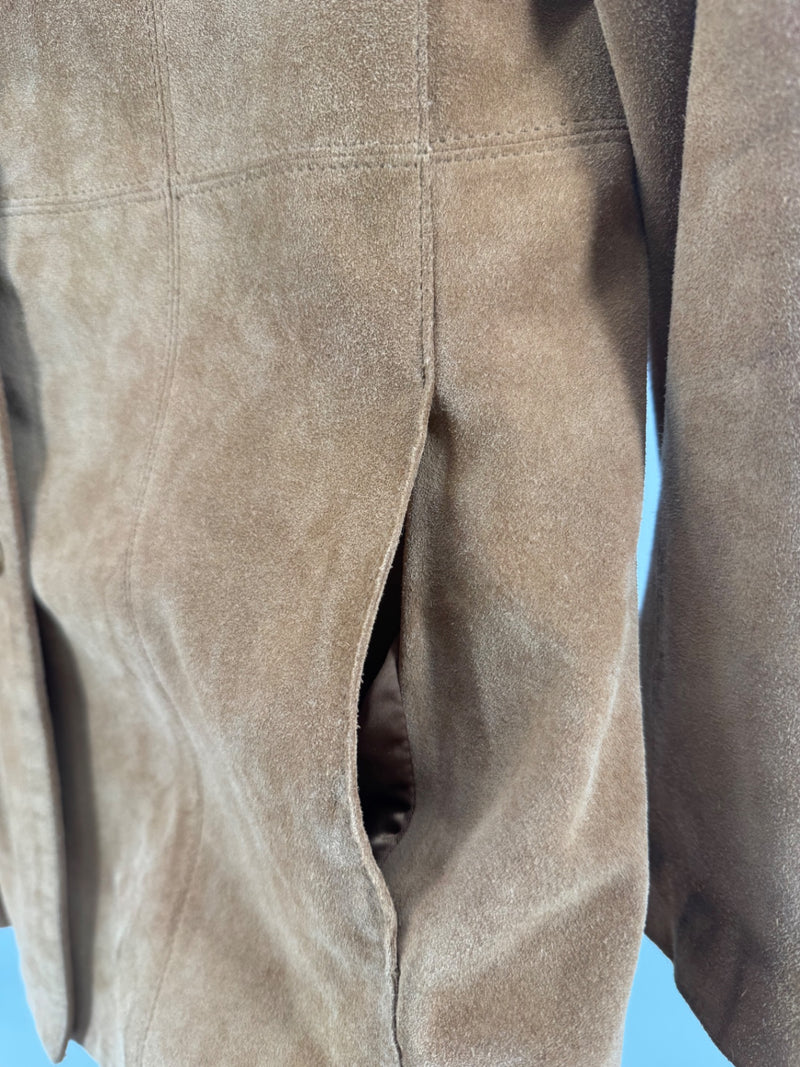 Marc New York Brown Suede Button Up Coat Size LG