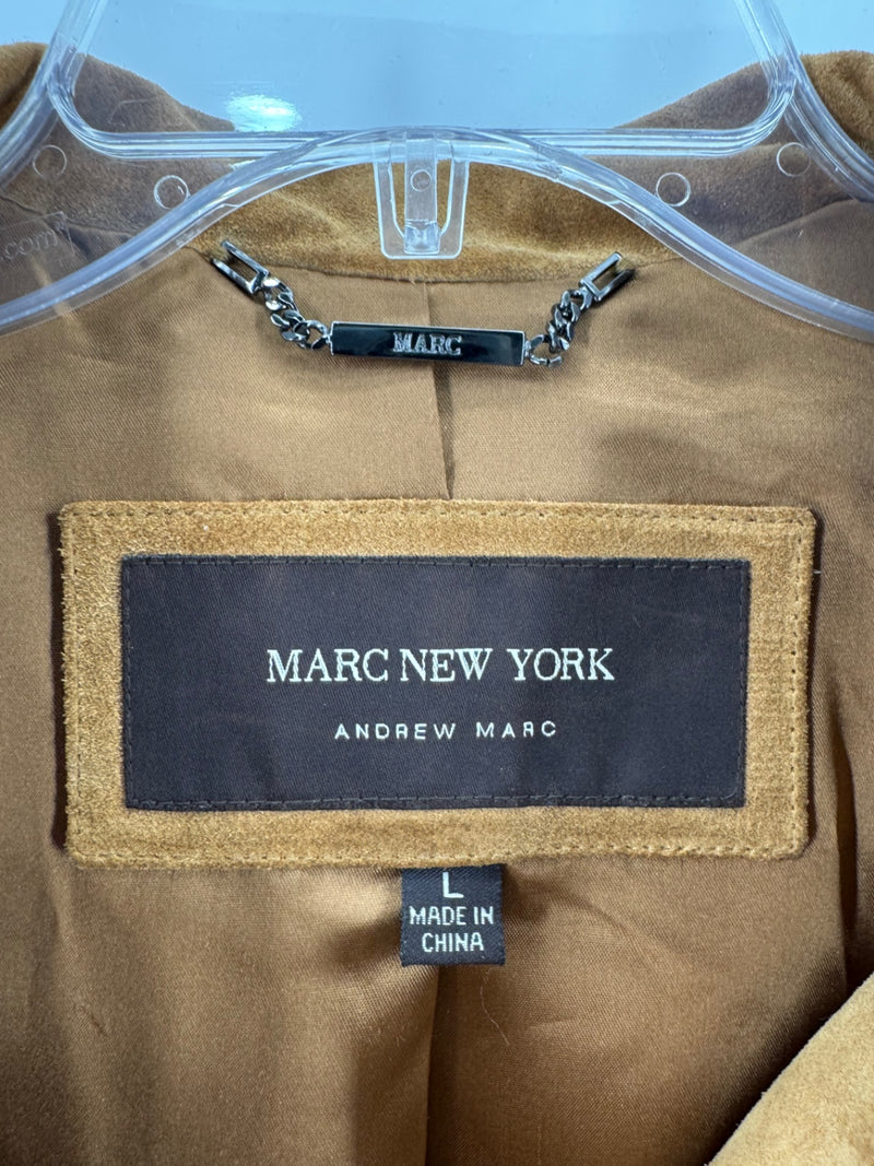 Marc New York Brown Suede Button Up Coat Size LG