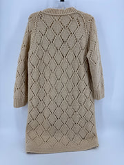 Unbranded Cream Knit Long Cardigan Size LG