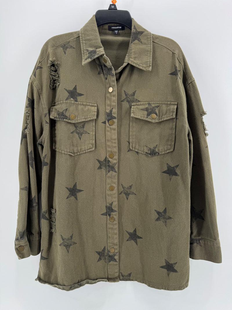 Mittoshop Olive Star Printed Jacket