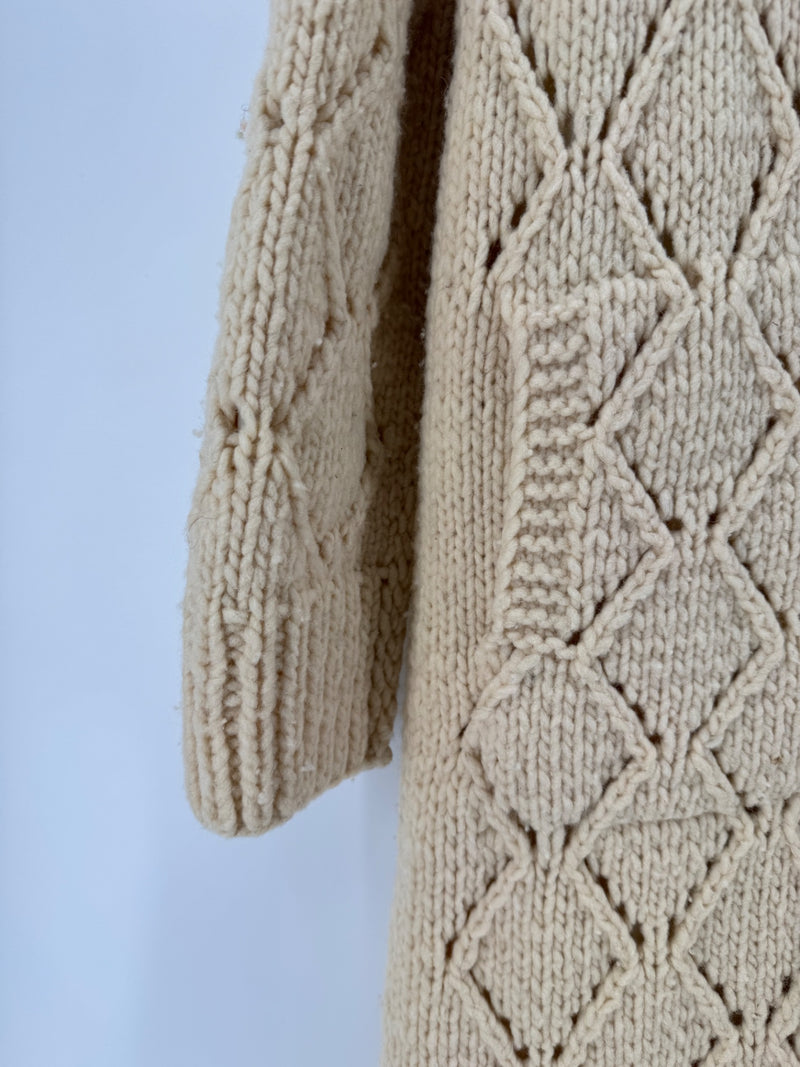 Unbranded Cream Knit Long Cardigan Size LG