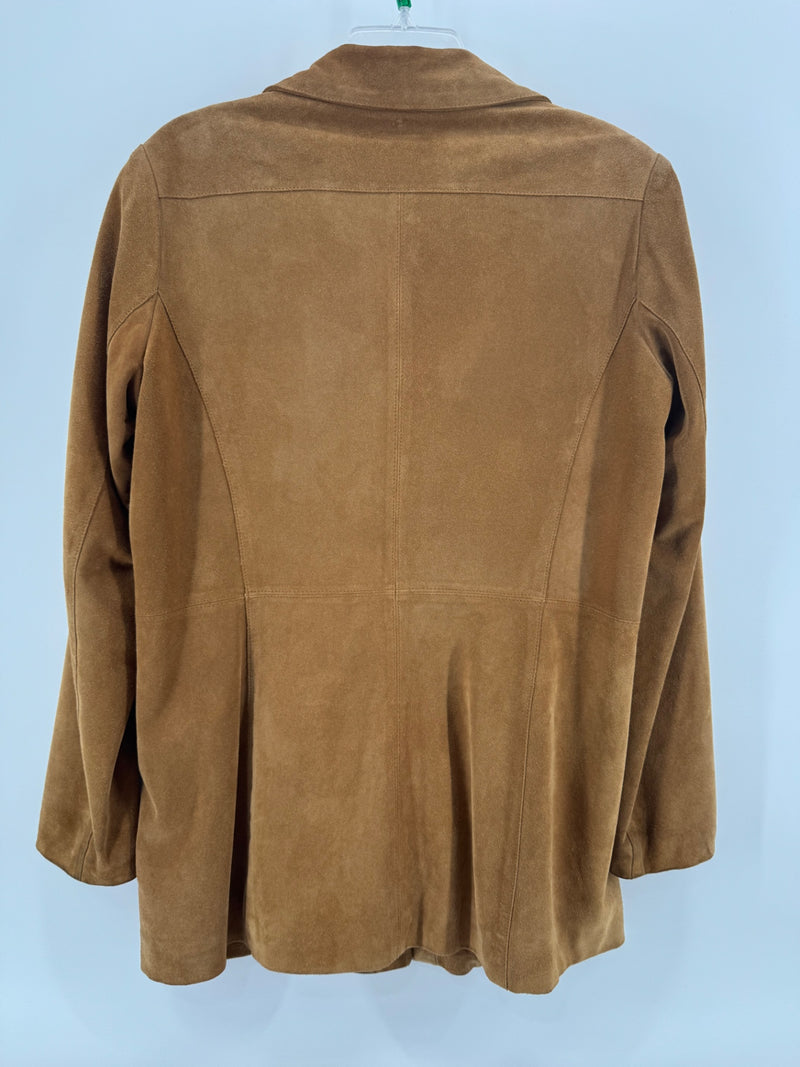 Marc New York Brown Suede Button Up Coat Size LG