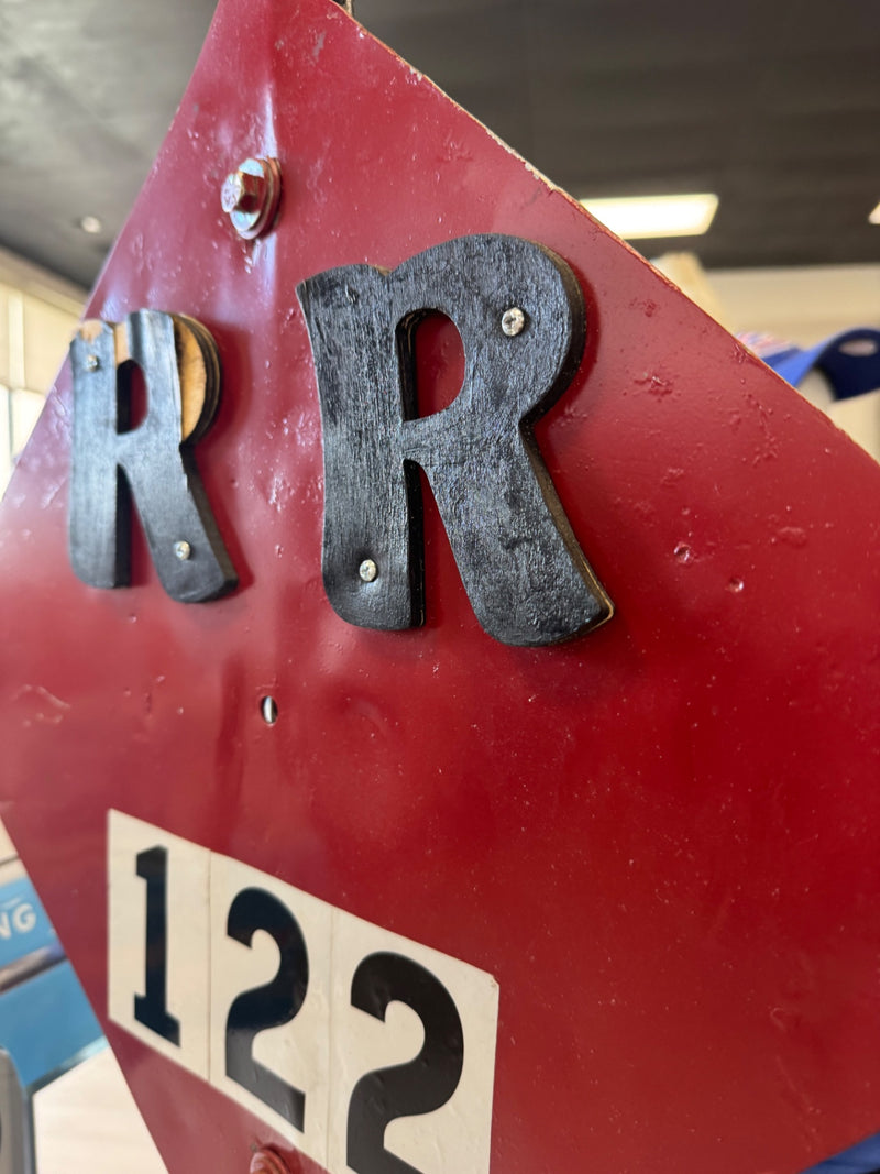 Railroad Stand with 2 Tracks Sign