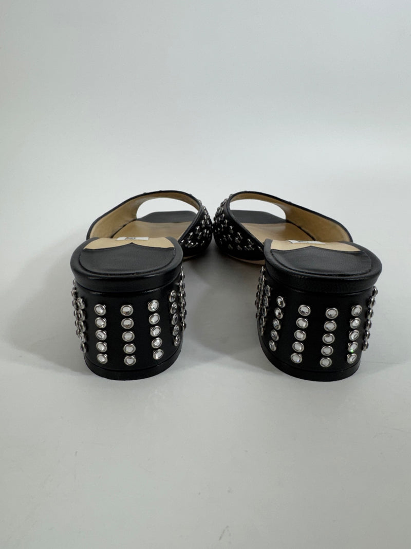 Jimmy Choo Jynx 45 Crystal Leather Mules Size 36