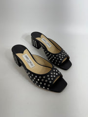 Jimmy Choo Jynx 45 Crystal Leather Mules Size 36