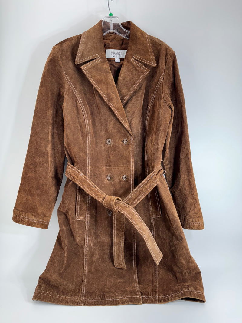 Wilsons Leather Maxima Trench Coat Size LG