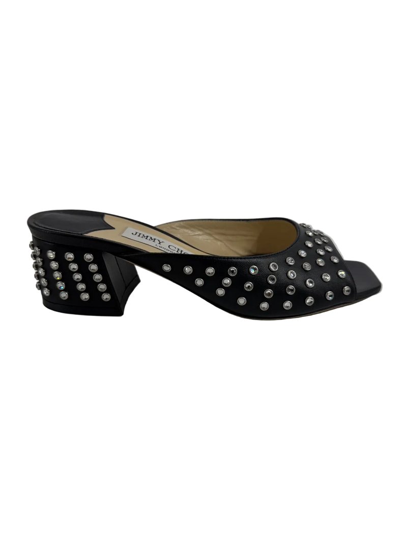 Jimmy Choo Jynx 45 Crystal Leather Mules Size 36