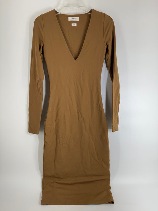 Babaton Brown V Neck Dress