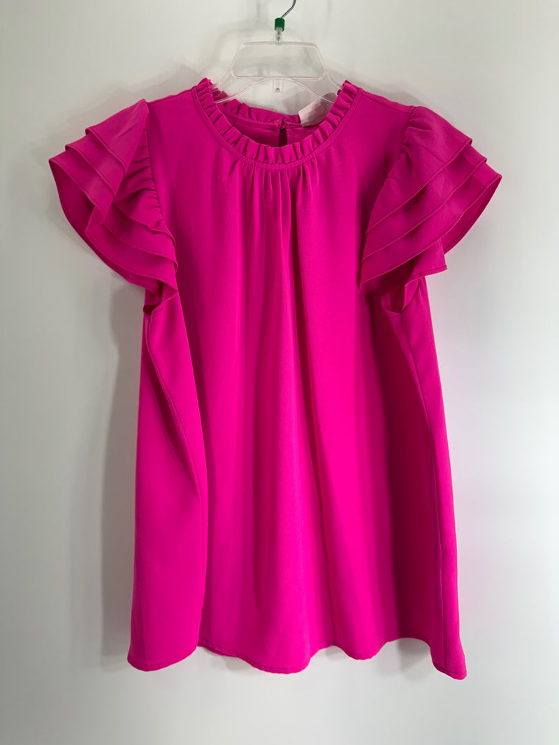 Branded Royalty Pink Ruffle Sleeve Top Size LG
