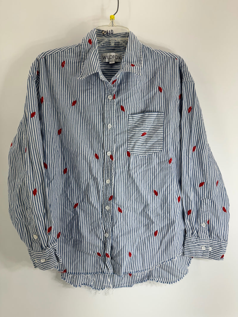 Wildfox Striped Lips Button Up Size M