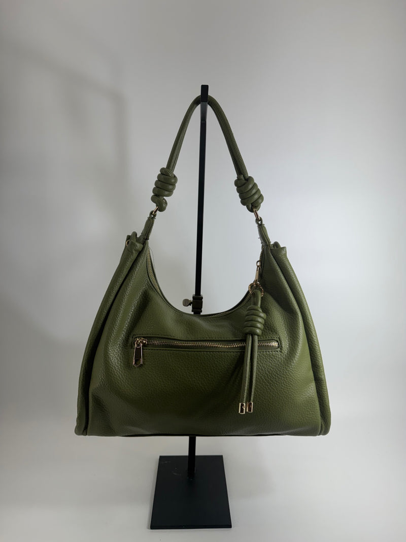 Isabelle Olive Leather Shoulder Bag