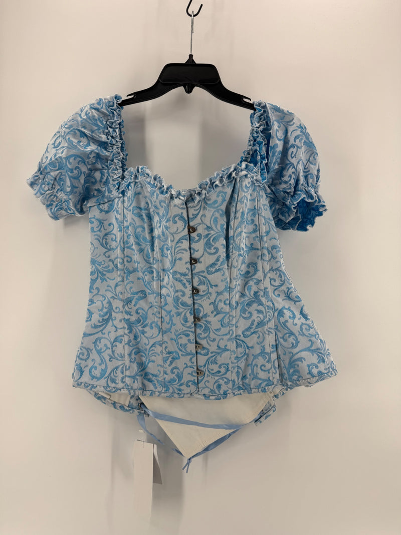 Top Drawer Blue Jacquard Corset Size 2XL