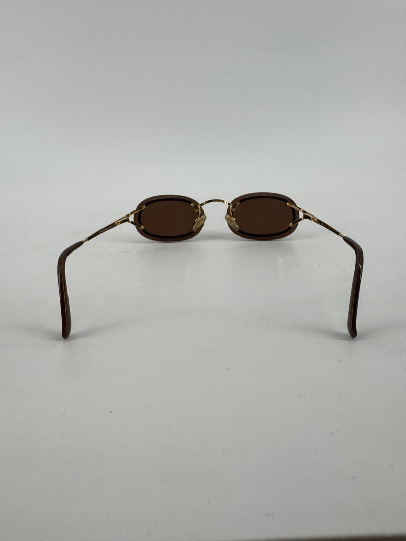 Christian Dior Vintage Brown/Gold Round Sunglasses
