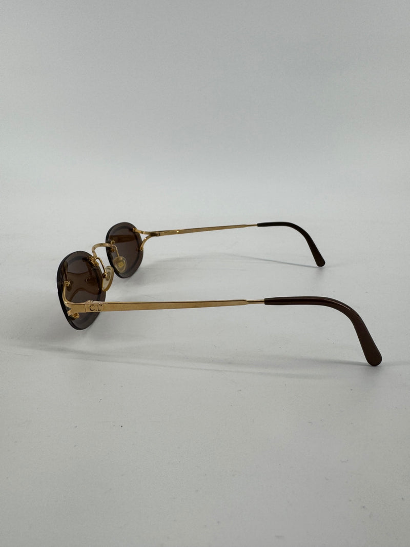 Christian Dior Vintage Brown/Gold Round Sunglasses
