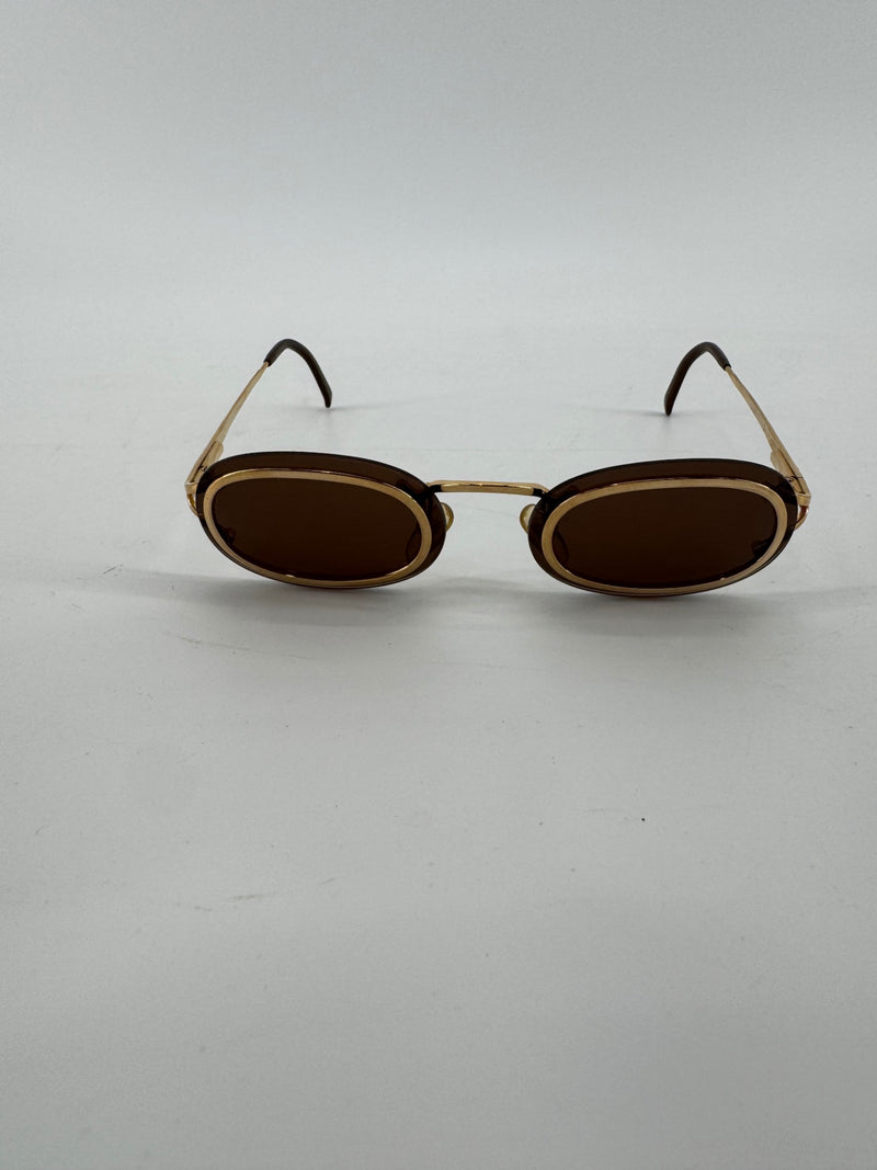 Christian Dior Vintage Brown/Gold Round Sunglasses